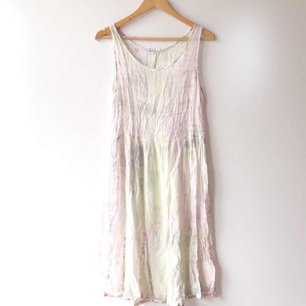 LACAUSA • Sheer White + Pastel Tie-Dye Dress